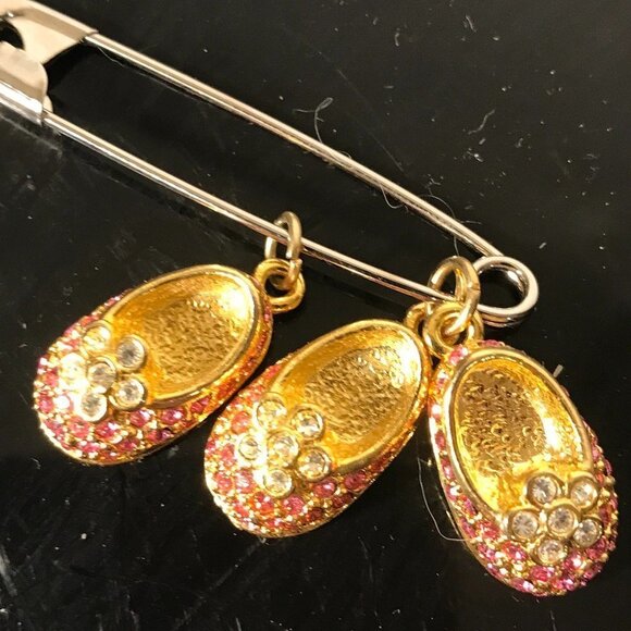 Firenza Baby Shoes 3 Pink Shoe Charm Vtg Deadstock NWT Girls Girl Mothers Gift - Picture 2 of 4